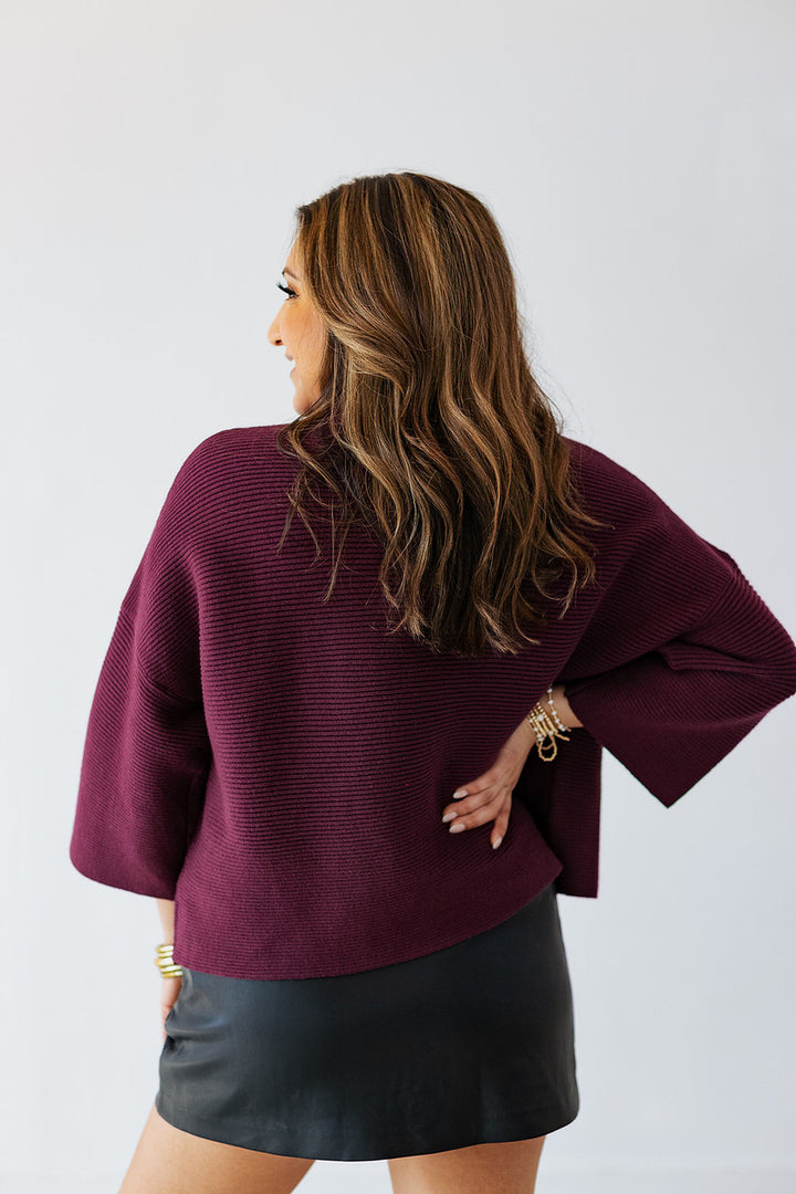EVERYONE'S FAVORITE RIBBED PULLOVER SWEATER- MERLOT
