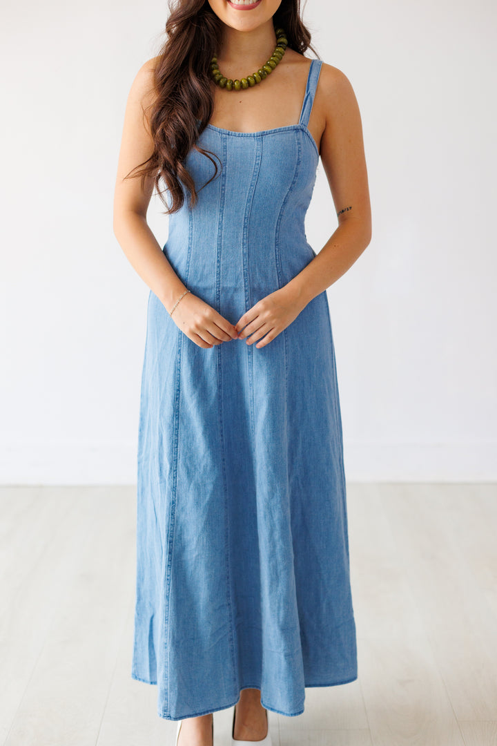 Z SUPPLY: LEONORA INDIGO MIDI DRESS