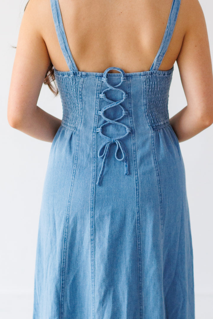 Z SUPPLY: LEONORA INDIGO MIDI DRESS
