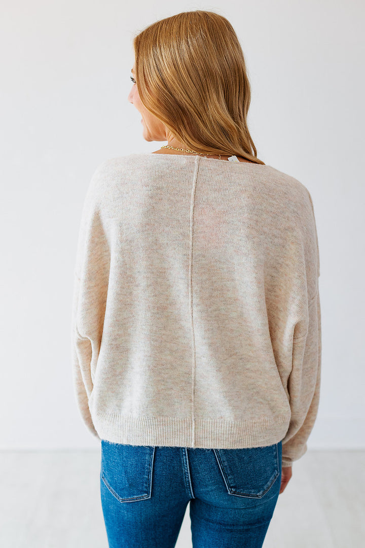 ROUND NECK SWEATER- OATMEAL