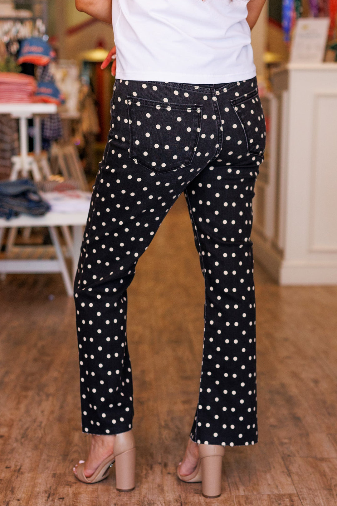 VINTAGE POLKA DOT CROP FLARE JEAN