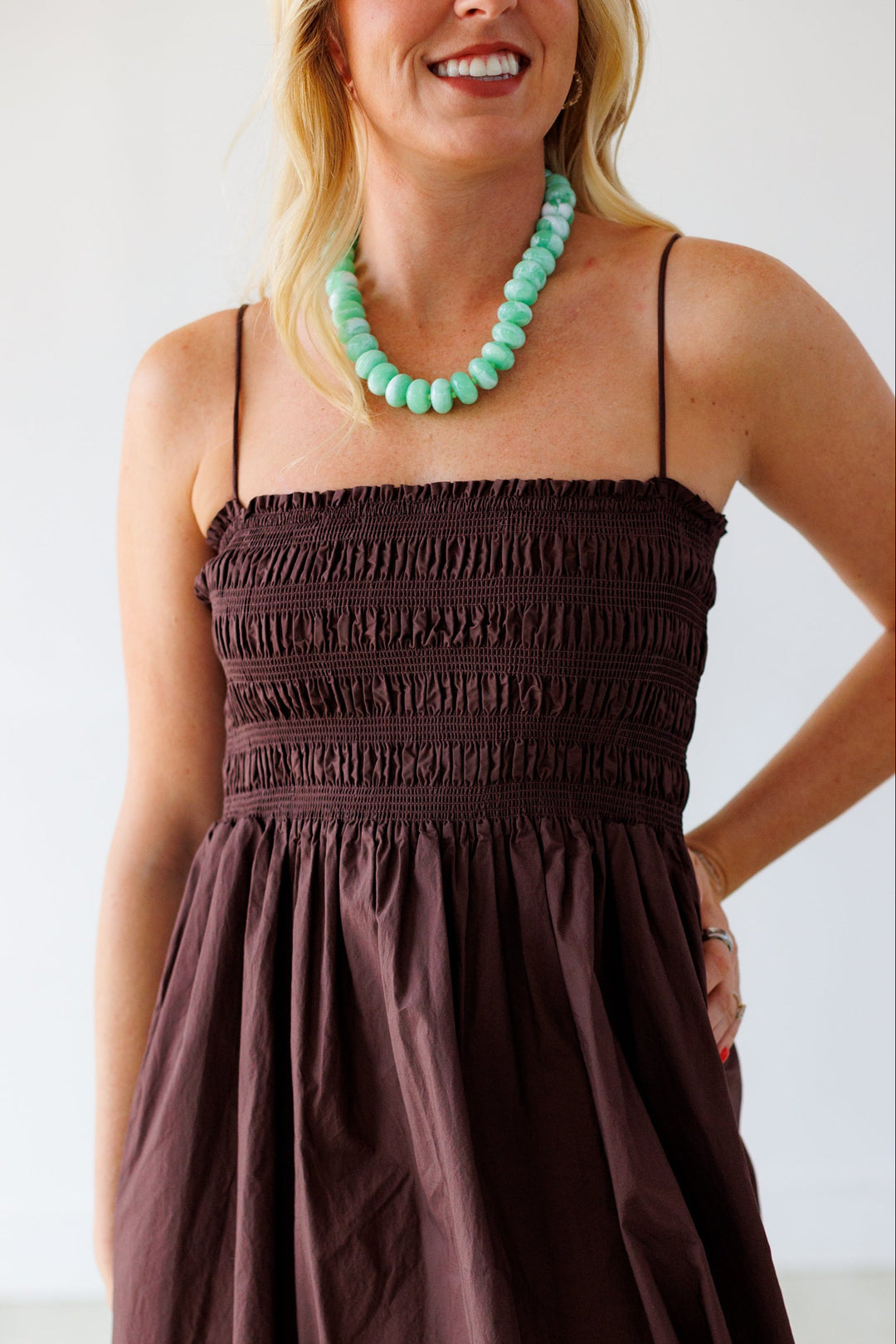Z SUPPLY: CORNELIA POPLIN MIDI DRESS - CHOCOLATE CHERRY