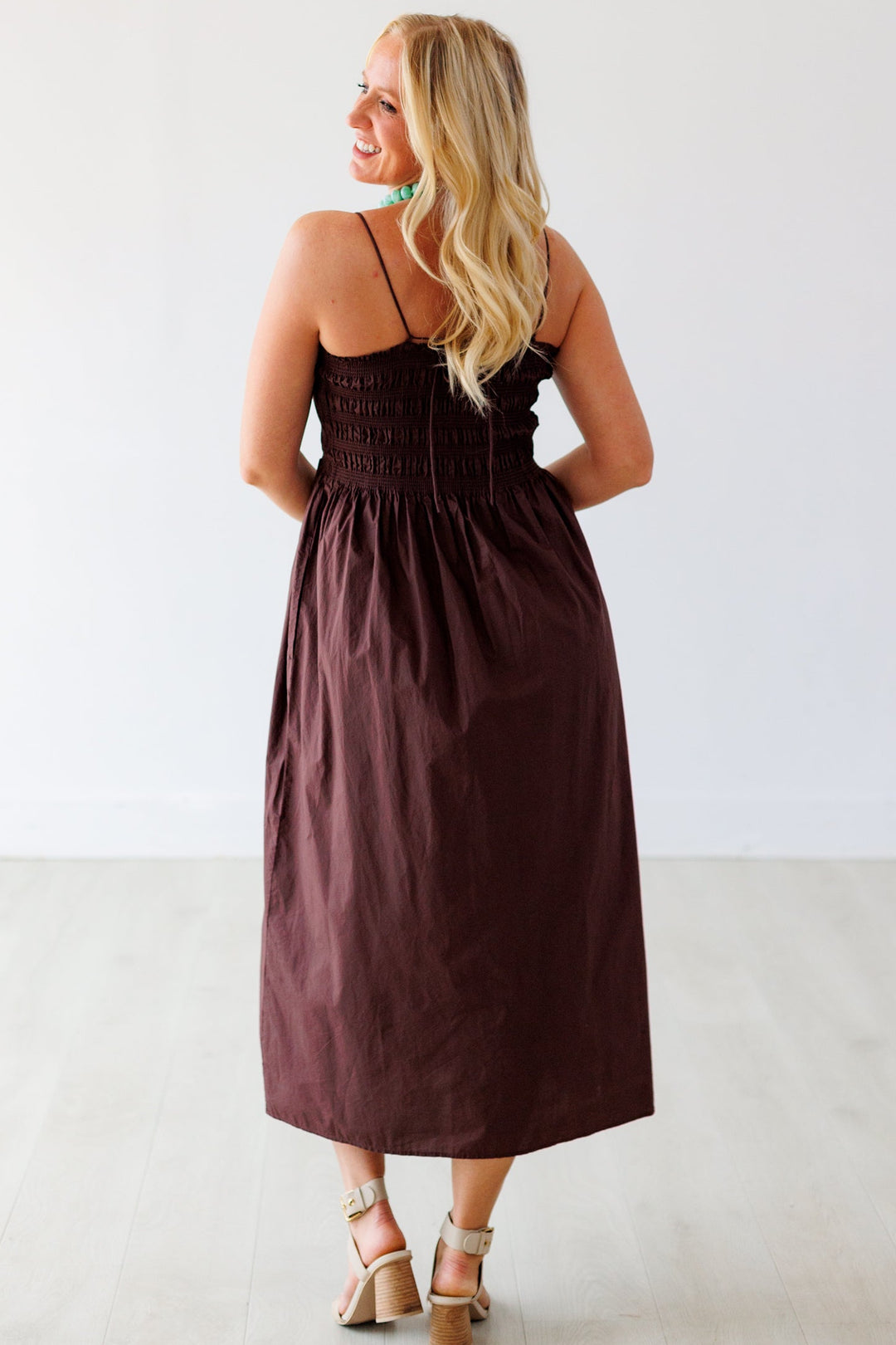 Z SUPPLY: CORNELIA POPLIN MIDI DRESS - CHOCOLATE CHERRY