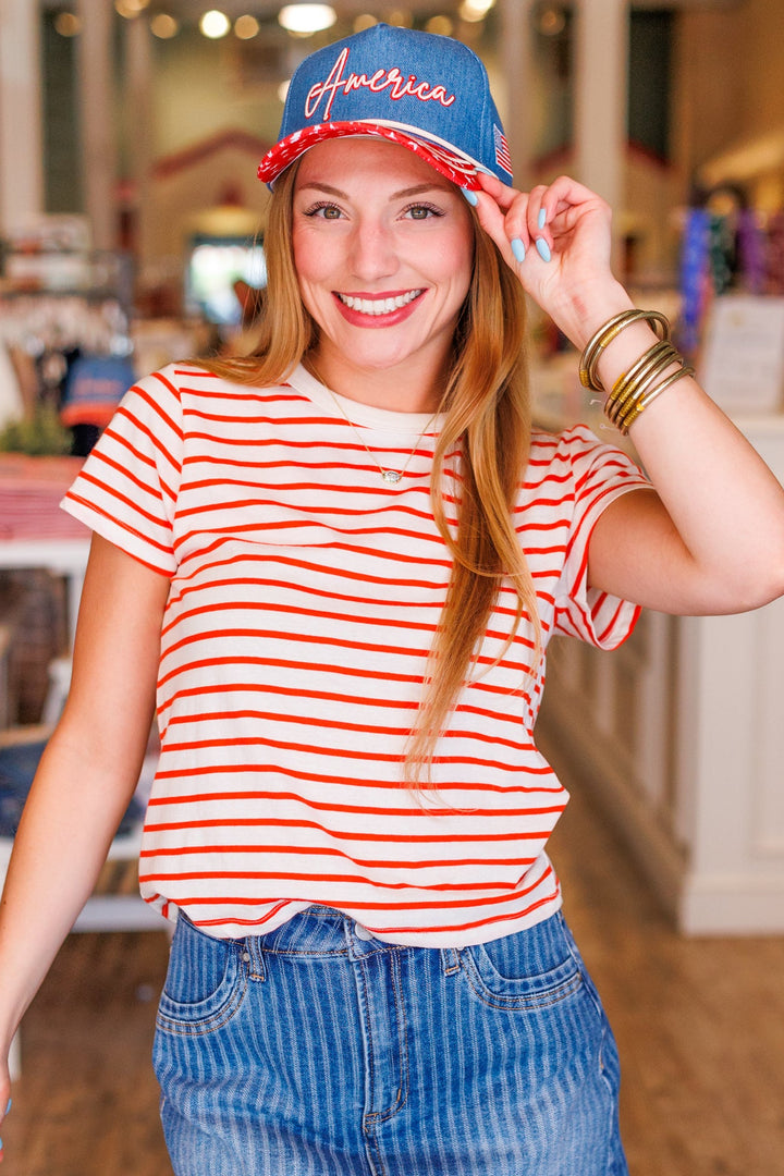 Z SUPPLY: JUNIE STRIPED TEE- RED