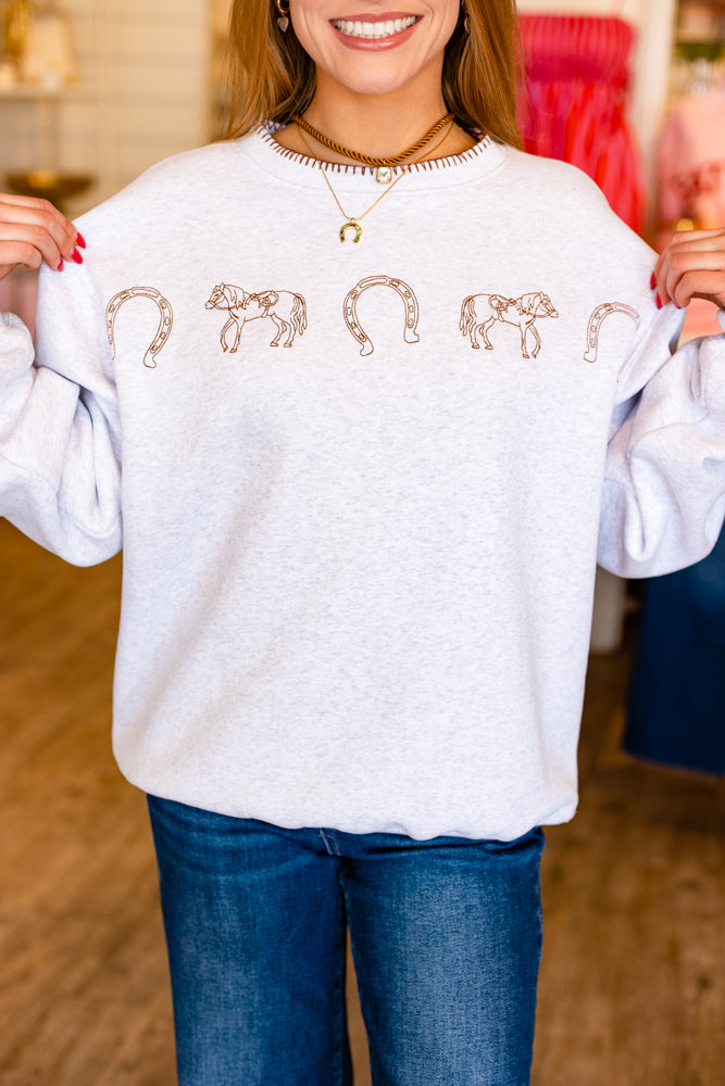 COWGIRL WESTERN STITCH DETAIL SWEATSHIRT