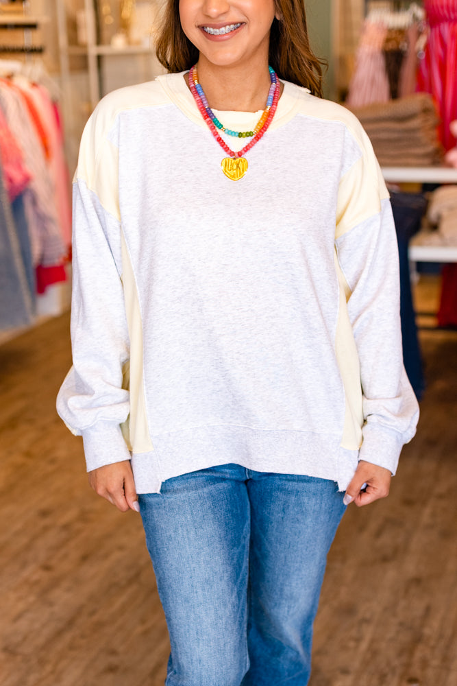 HEATHER GREY & YELLOW CLASSIC SWEATSHIRT