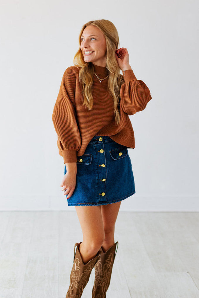 GOLD BUTTON DENIM MINI SKIRT