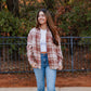 Z SUPPLY: RIVER PLAID TOP TIGER EYE