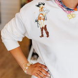 WESTERN MOTIF EMBROIDERED SWEATSHIRT