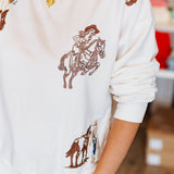 WESTERN MOTIF EMBROIDERED SWEATSHIRT