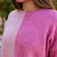 WARM DOWN COLOR BLOCK SWEATER PINK