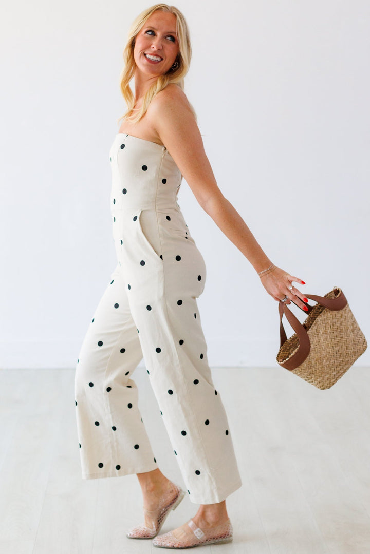 STRAPLESS POLKA DOT JUMPSUIT