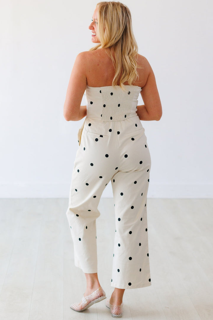 STRAPLESS POLKA DOT JUMPSUIT