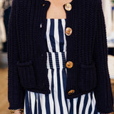 NAVY OLIVIA CHUNKY KNIT CARDIGAN