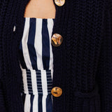 NAVY OLIVIA CHUNKY KNIT CARDIGAN