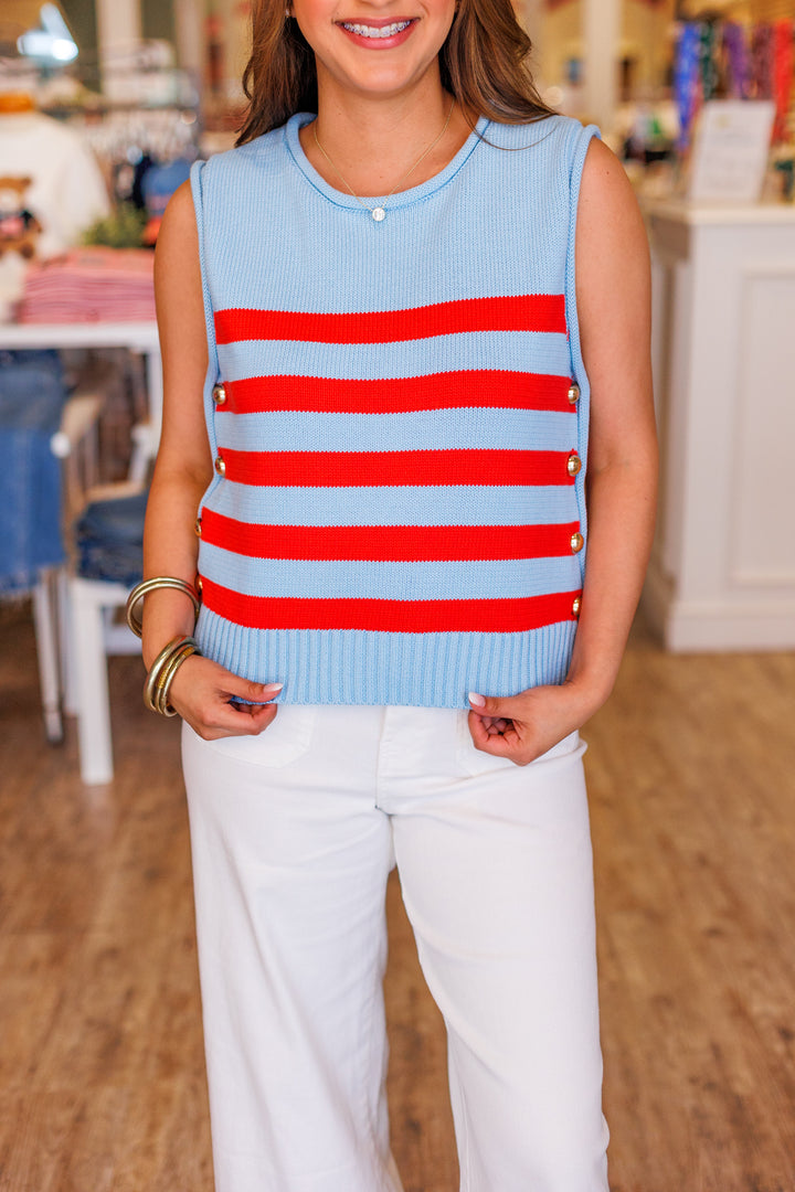 AMERICAN STRIPED SLEEVELESS SWEATER