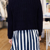 NAVY OLIVIA CHUNKY KNIT CARDIGAN