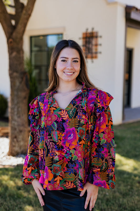 EVERYTHINGS ROSY FLORAL BLOUSE