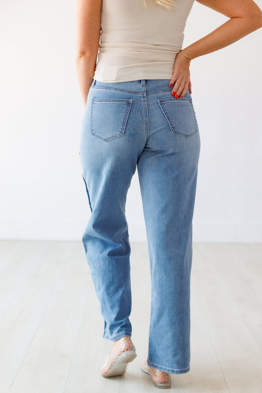 MEDIUM DENIM SIDE STRIPE SWEAT JEAN