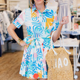 MYKONOS PRINT SHIRT DRESS