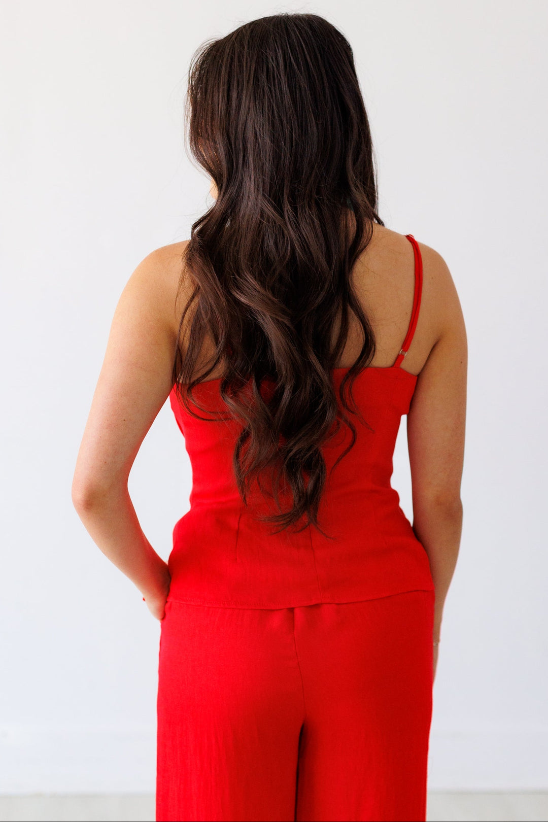 RED PLEATED BOW TOP