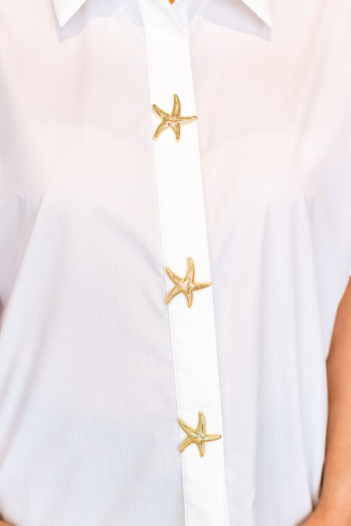 GOLD STARFISH BUTTON UP BLOUSE