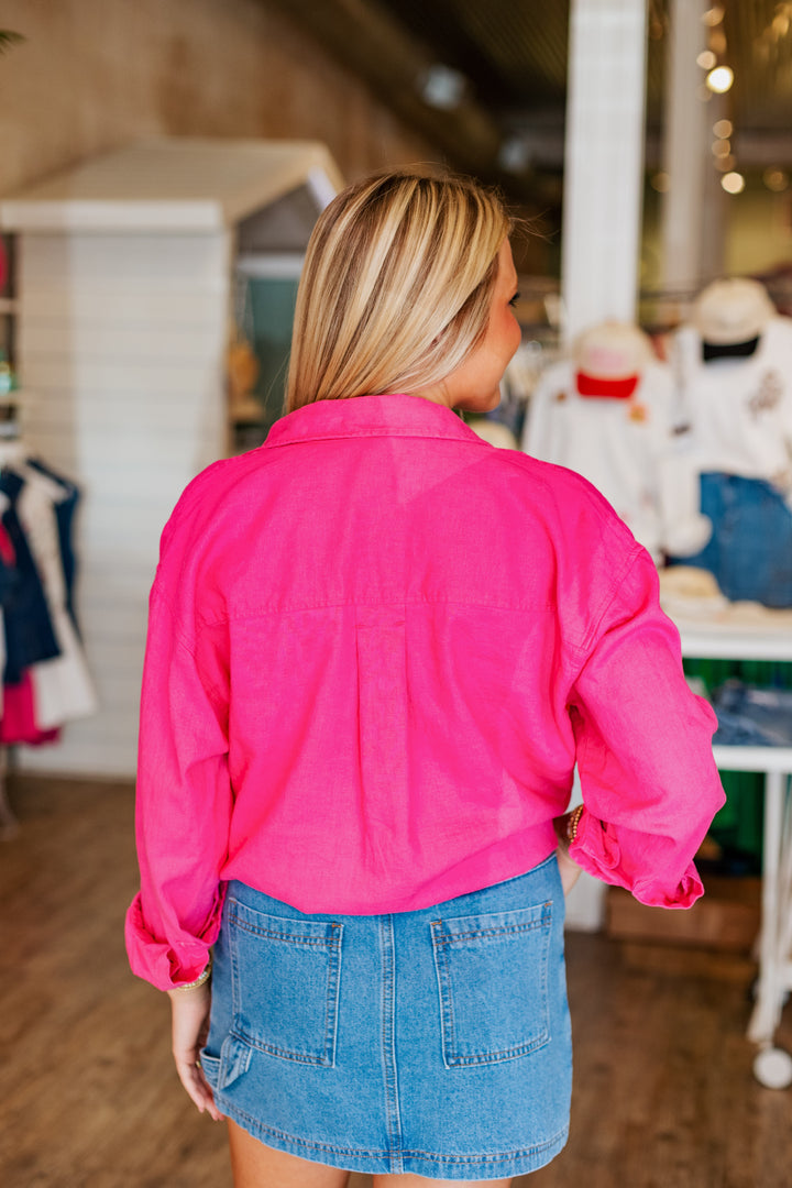 Z SUPPLY: ALFIE BUTTON UP TOP- ISLAND PINK