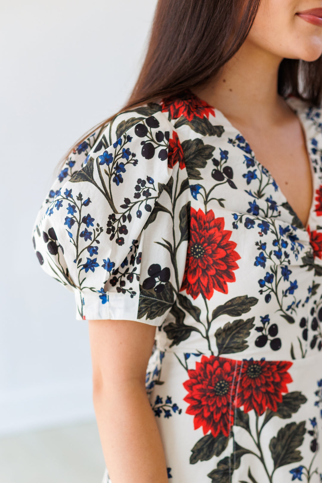 ECRU FLORAL WHIMSY MIDI DRESS