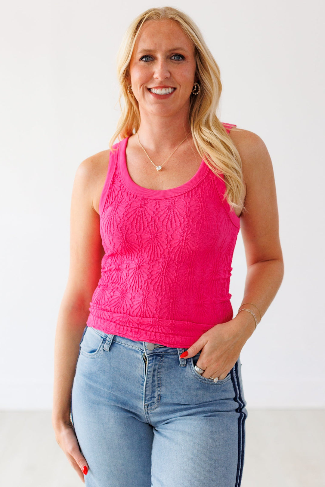 NIKIBIKI: REVERSIBLE LACE TEXTURED TANK-ALOHA
