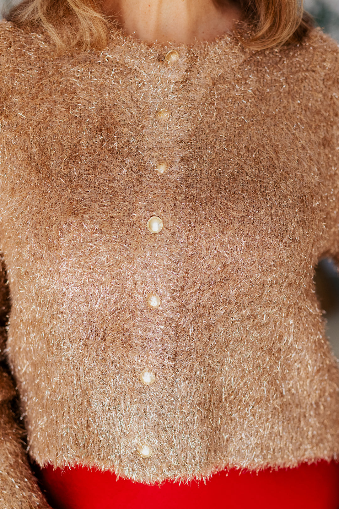 GOLDEN HOUR BRONZE FUZZY CARDIGAN