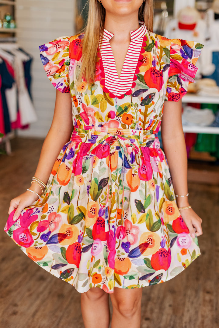 FUSCHIA FLORALS DRESS