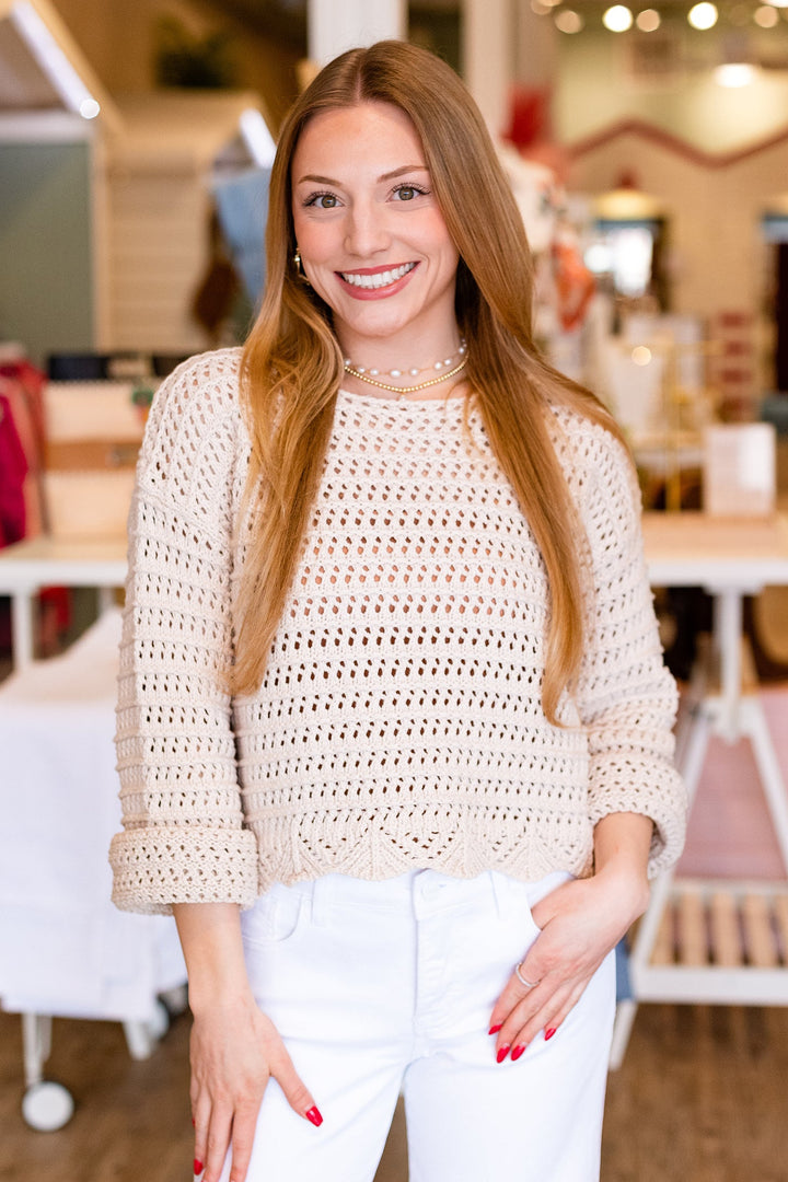 BREEZY CROCHET LONGSLEEVE TOP