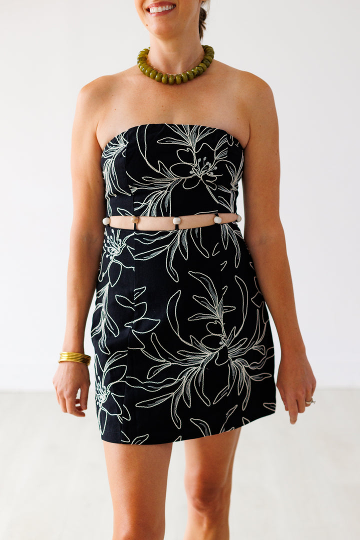 EMBROIDERED CUT OUT BEAD DRESS