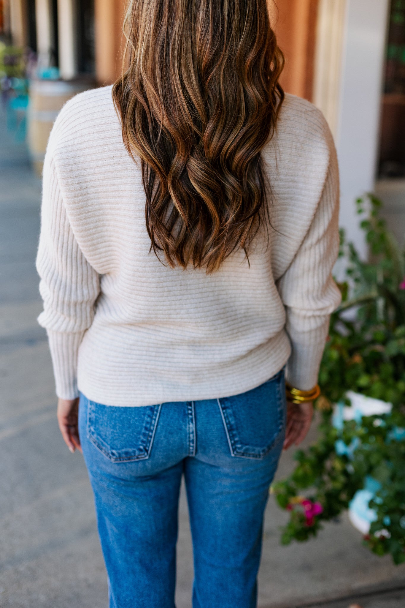 GOING PLACES RIBBED DOLMAN SLEEVE SWEATER