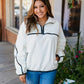 SNOW DAY LEATHER TRIM FLEECE PULLOVER