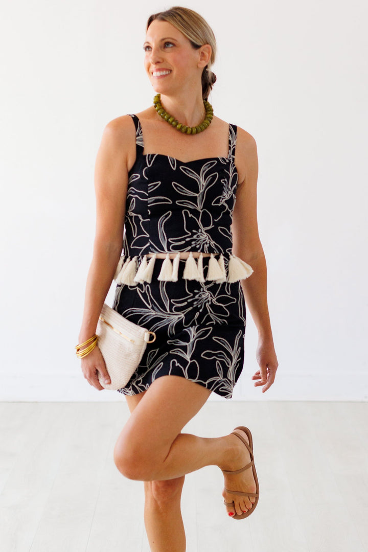 ON VACAY TASSEL TRIM TOP