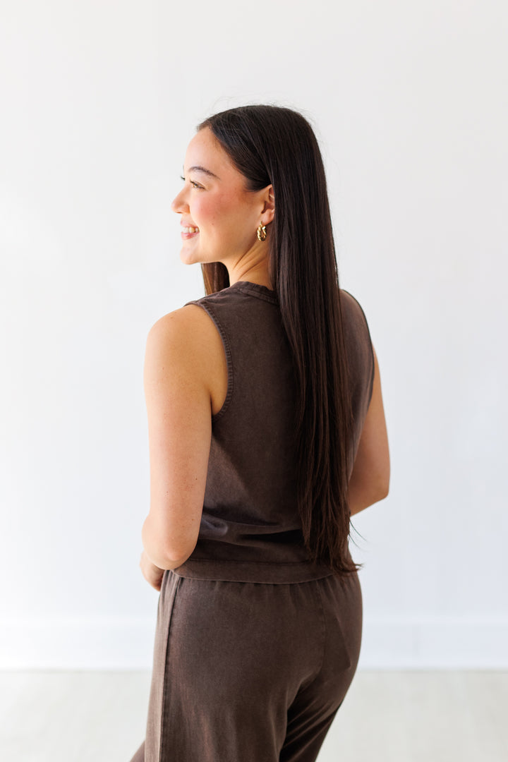 Z SUPPLY: DARK CHOCOLATE SLOANE JERSEY MUSCLE TANK