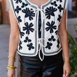 ROUND TOP EMBROIDERED QUILTED VEST