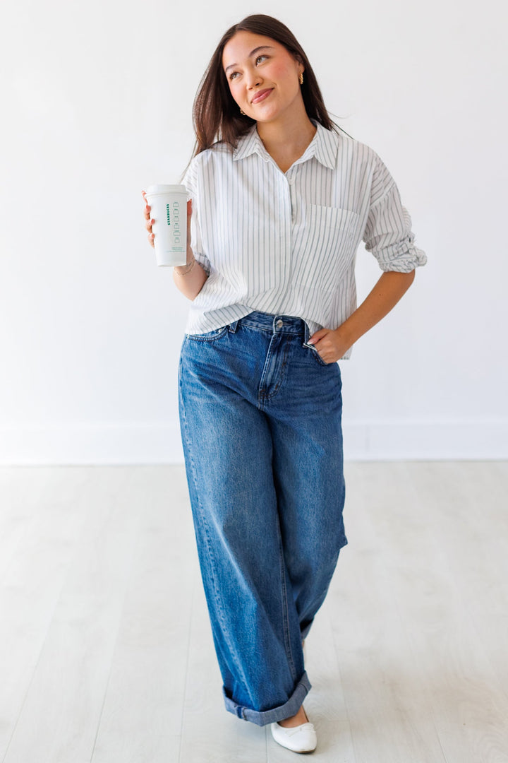 Z SUPPLY: FAVORITE STRIPED BUTTON UP - WHITE