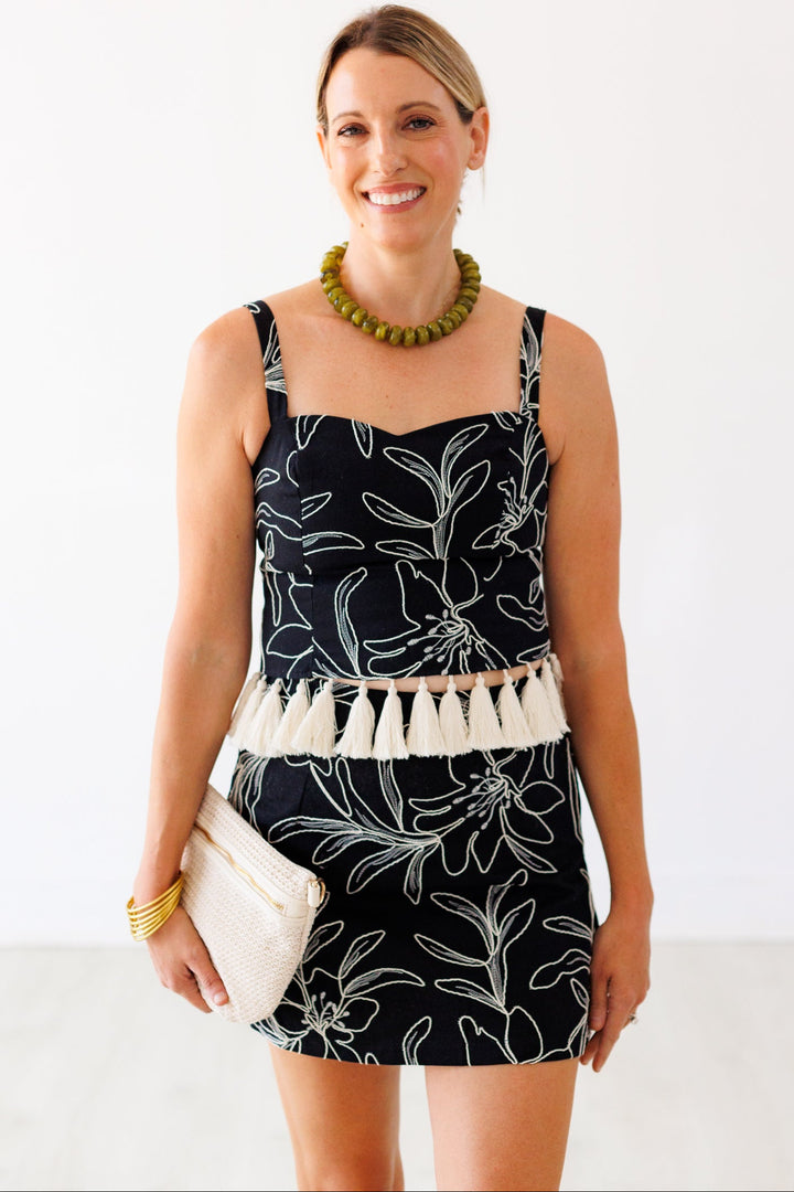 ON VACAY TASSEL TRIM TOP