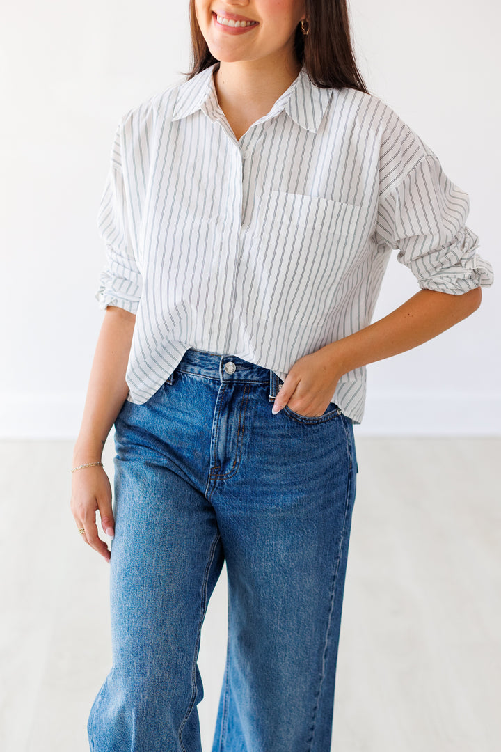 Z SUPPLY: FAVORITE STRIPED BUTTON UP - WHITE