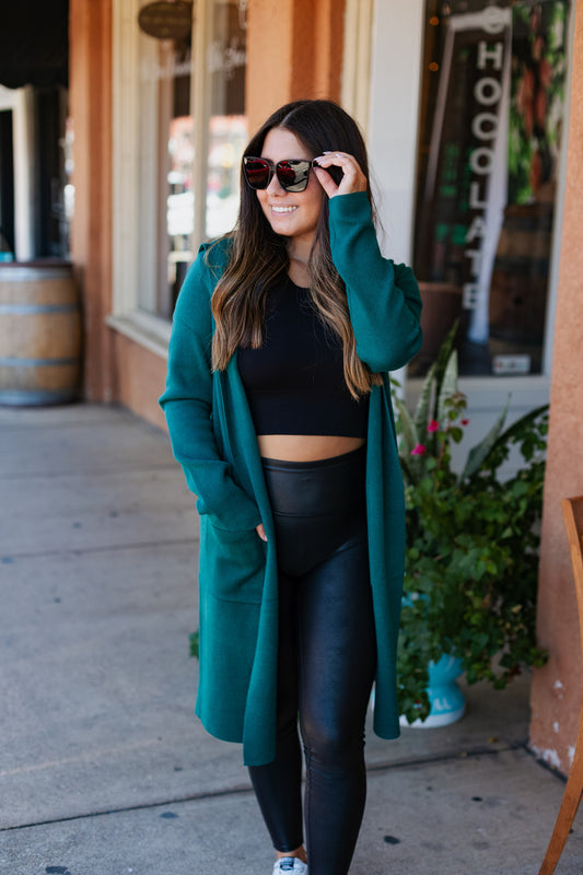 OH SO COZY HOODED COATIGAN / FOREST GREEN