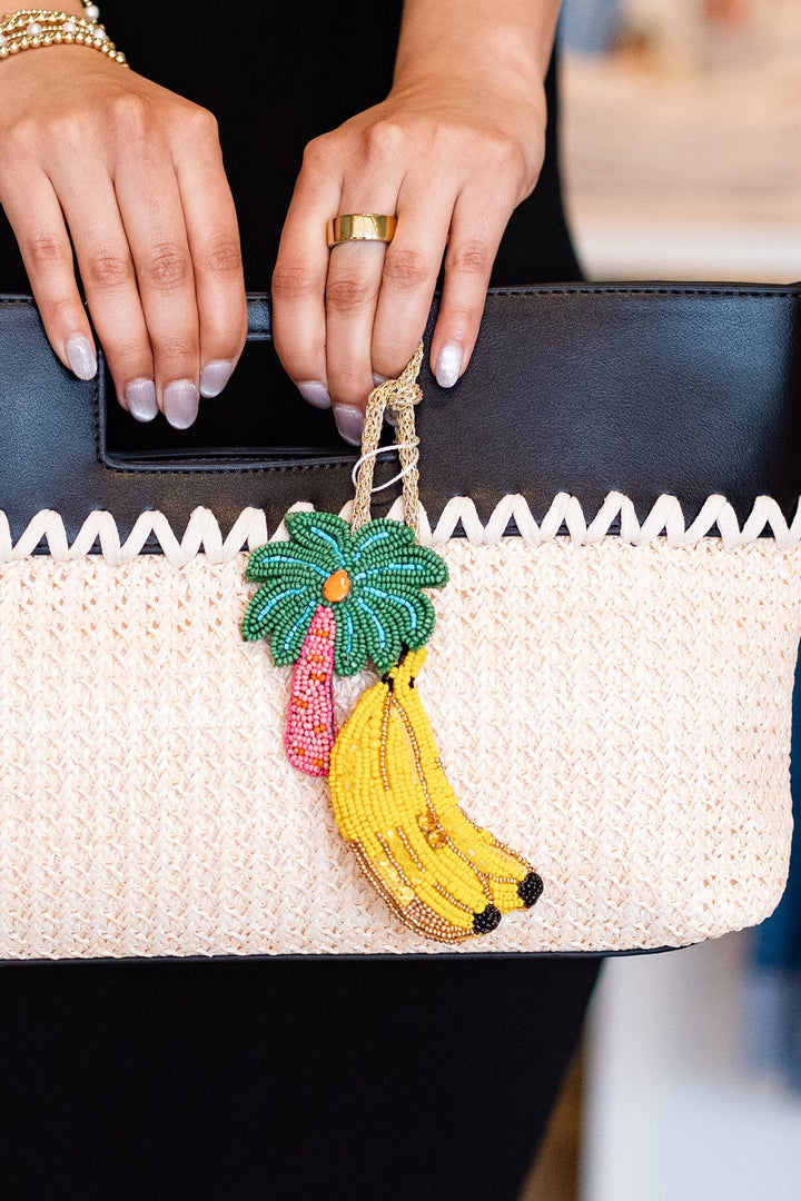 PALM TREE & BANANA BEADED BAG CHARM