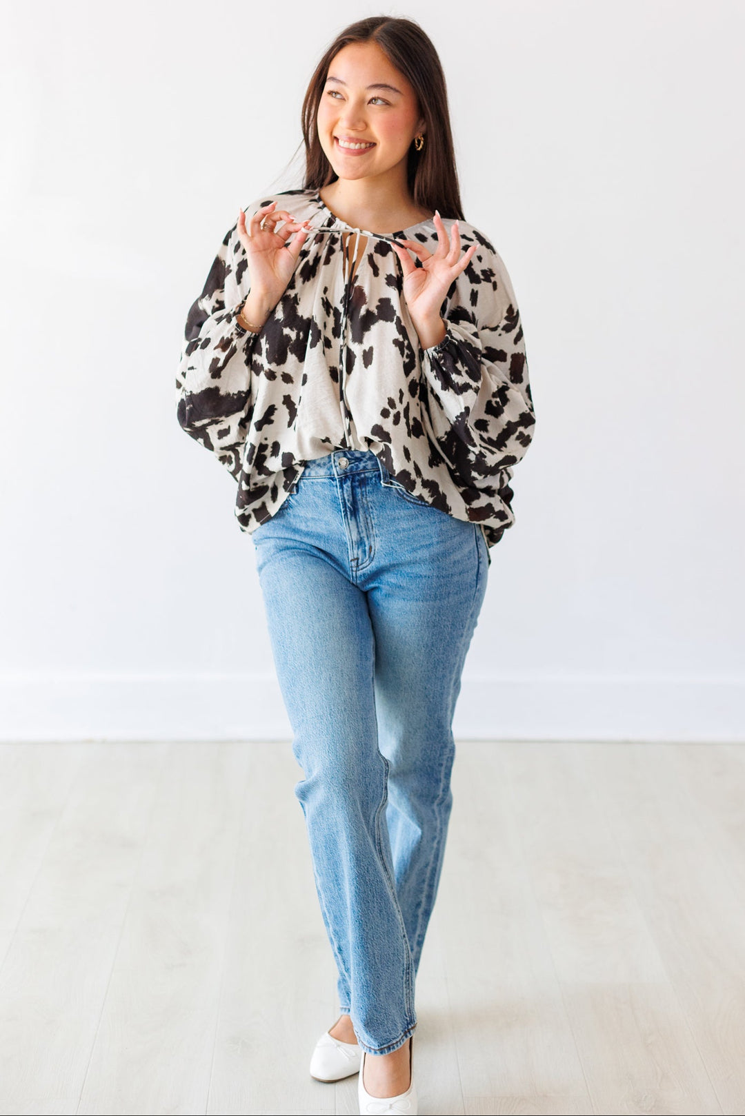 COW PRINT BLOUSE