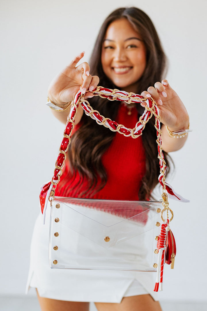 SCARF CHAIN GAMEDAY PURSE STRAP: CRIMSON