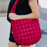 QUILTED HOBO BAG / RED