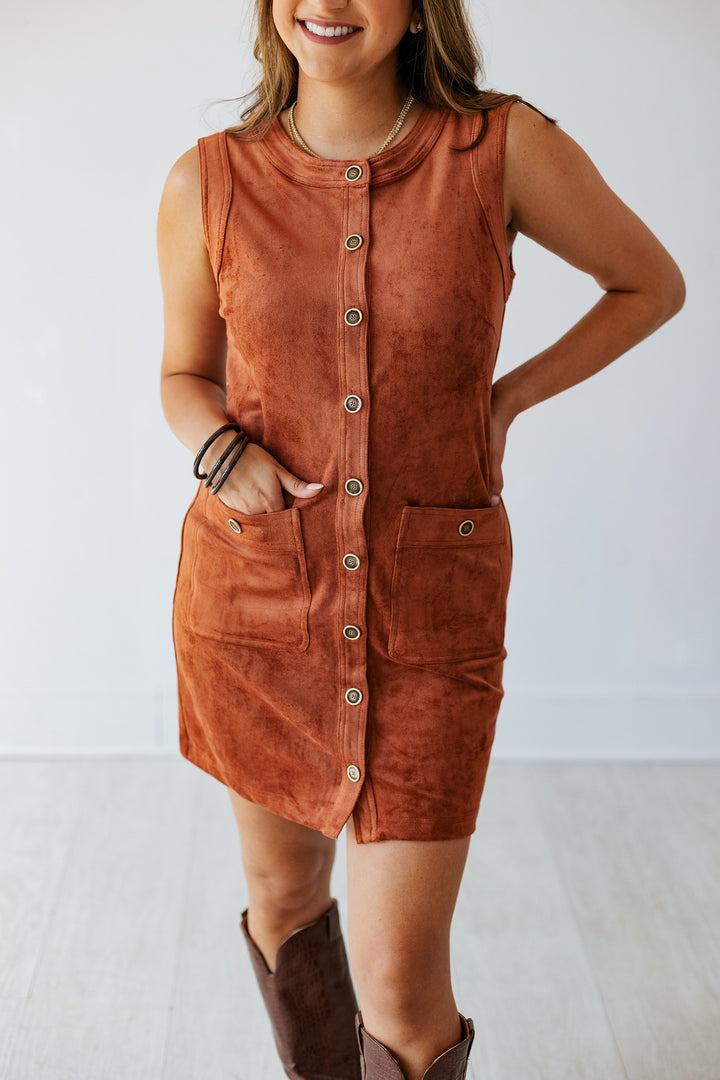 TERRACOTTA SUEDE MINI DRESS