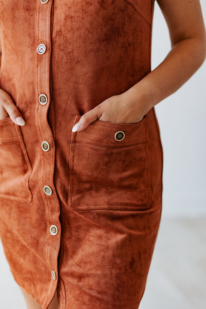 TERRACOTTA SUEDE MINI DRESS