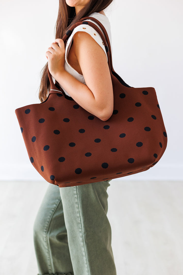 ROBBIE TOTE - CHOCOLATE POLKA DOT