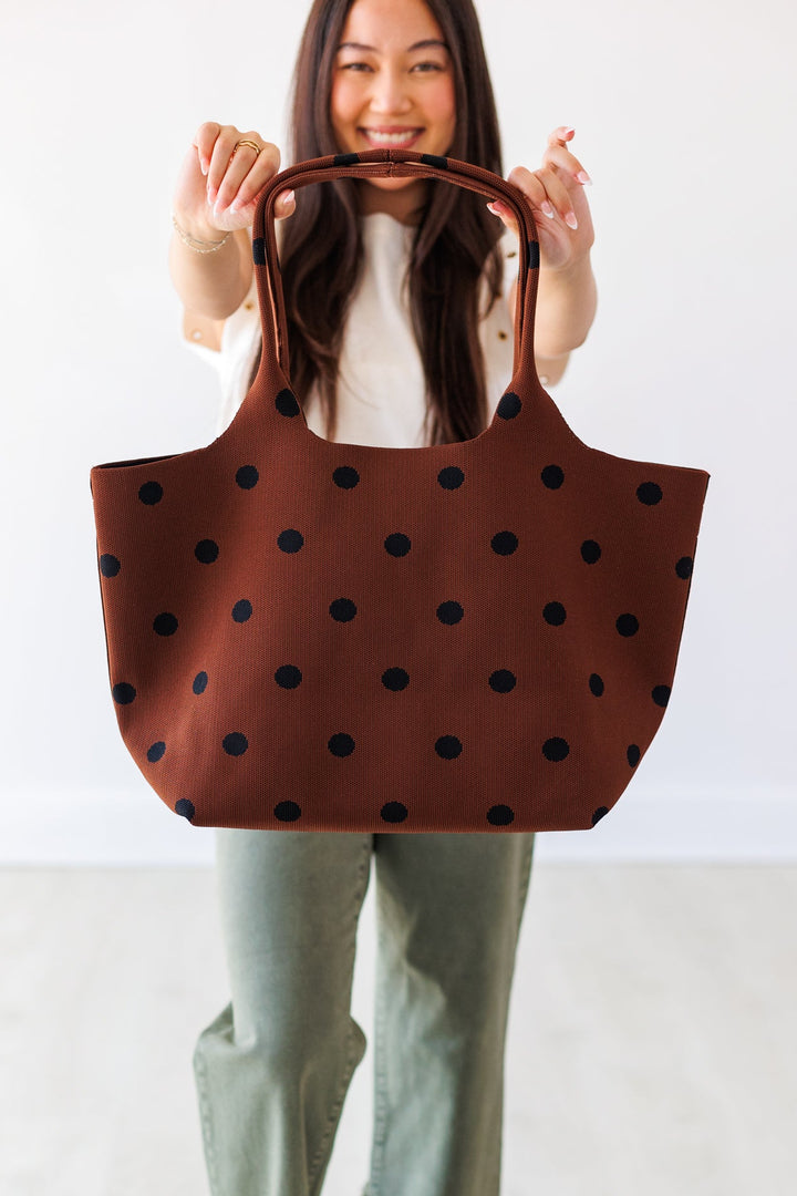 ROBBIE TOTE - CHOCOLATE POLKA DOT